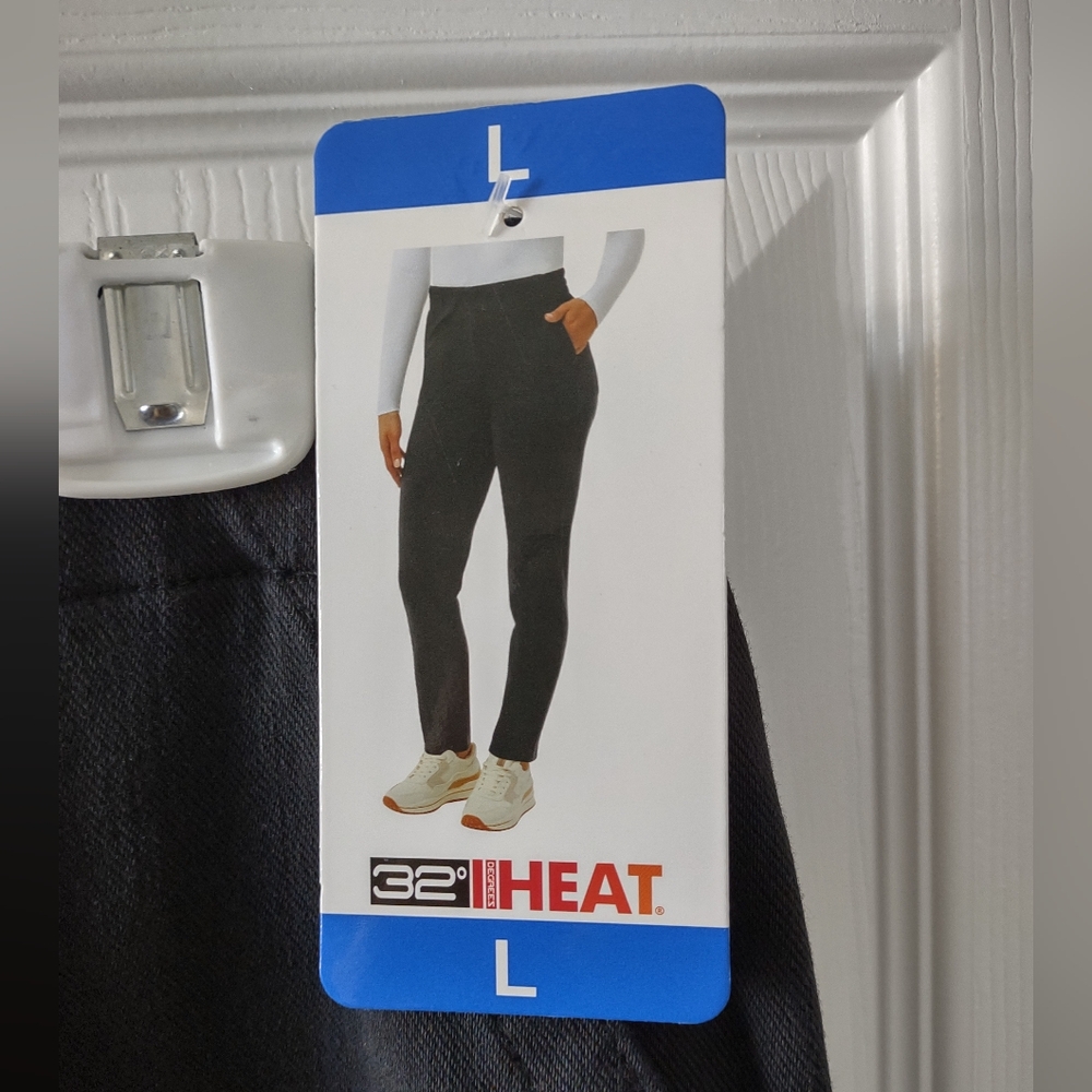 32 Degrees Heat Women's Warm Up Pants Size L Black Track Athletic Pocket NWT